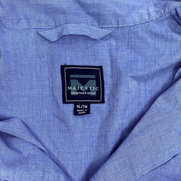 Herringbone Majestic International Cotton Long Sleeve Pajama Shirt in Blue - Picture 7 of 7